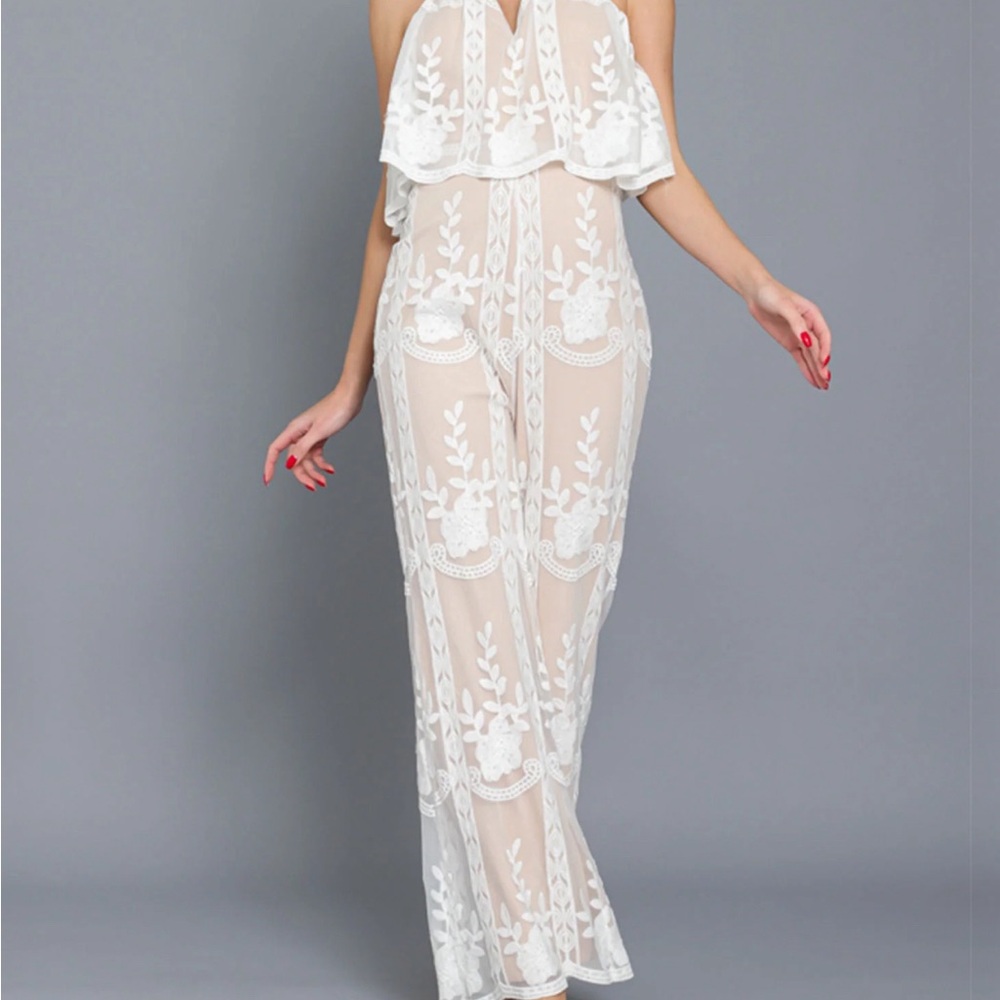 Aakaa Strapless Lace Jumpsuit - BrandsWe Love